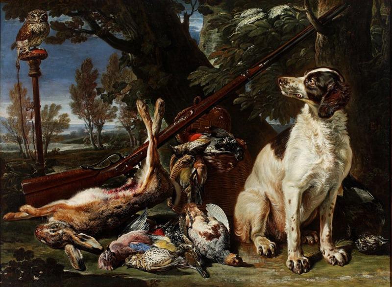 David de Coninck The hunter's trophy with a dog and an owl China oil painting art